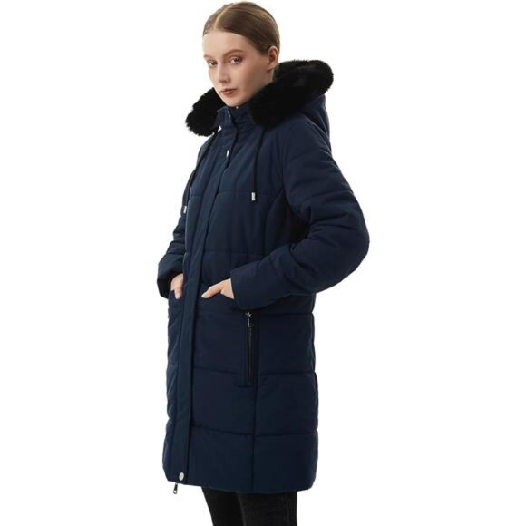 Women's Winter Puffer Coat Jacket Waterproof Dark Blue - Picture 6 of 6